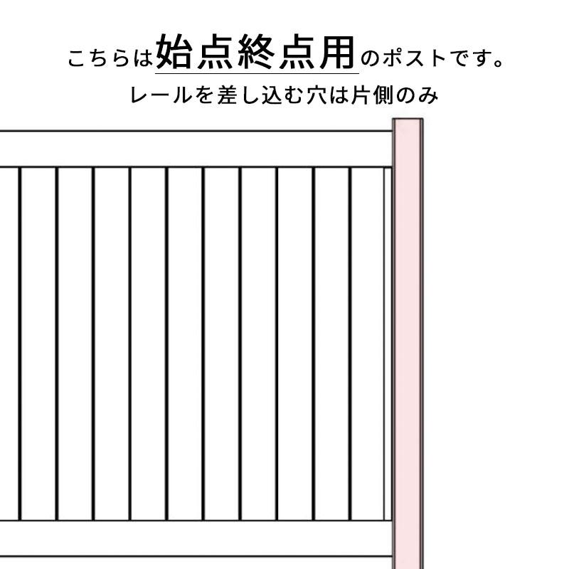 始点終点用】ランチレールフェンス3用エンドポスト 10M フェンス 支柱