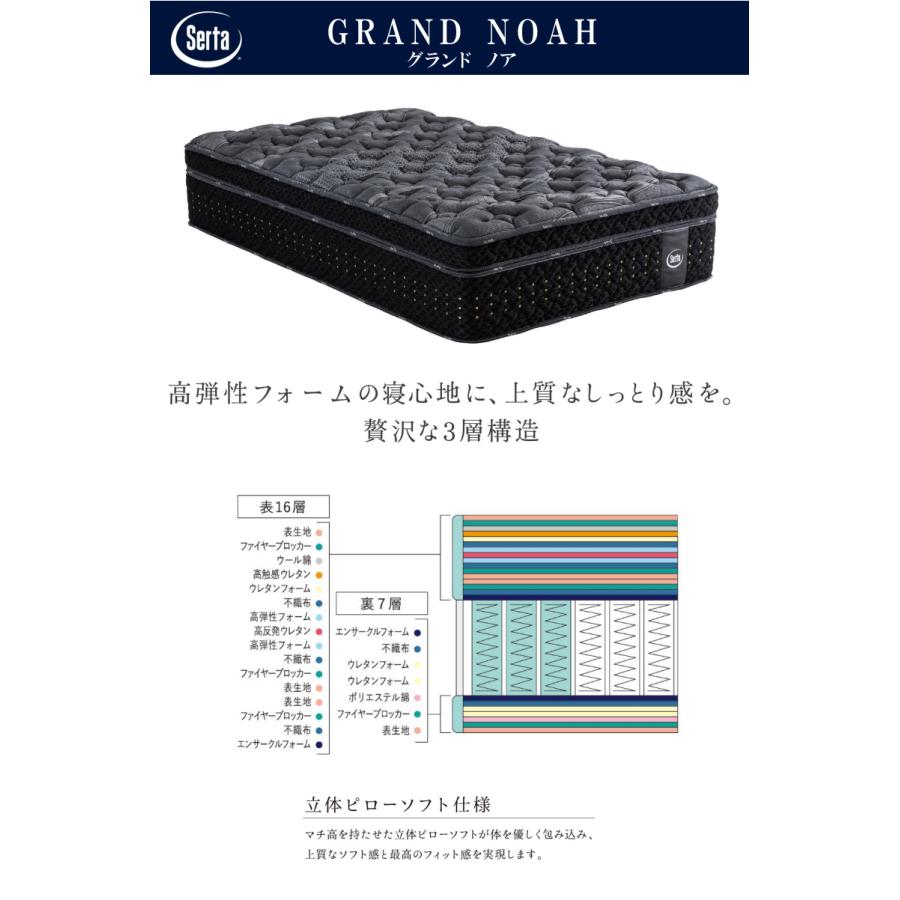 [開梱設置送料無料] ポケットコイルマットレス Serta (サータ)  サータグランドノア クイーン2の画像