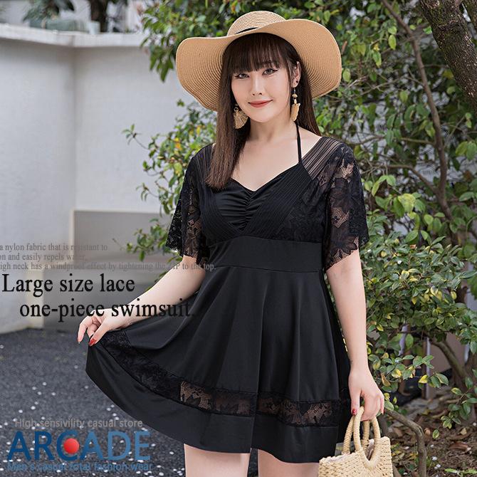 水着 レディース 体型カバー 大きいサイズ ぽっちゃり ママ水着 オールインワン レース ワンピース 水着 XL〜3XL/爆買 |  | 03