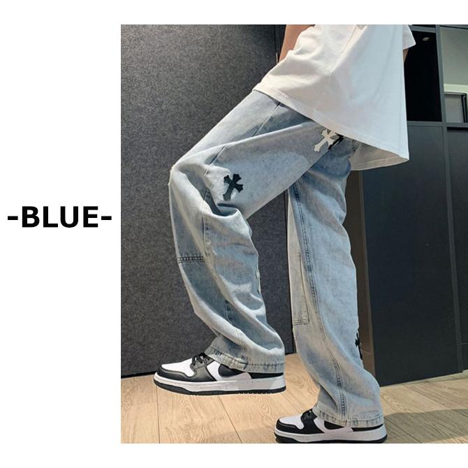 ARCADE クロスパッチ ルーズストレートデニムパンツ ワイド ARCADE クロスパッチ ルーズストレートデニムパンツ ワイド