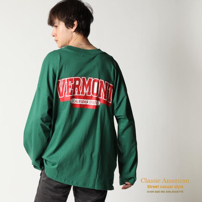 HANES 超オーバーサイズ プリント ロンt 緑 ストリート 良