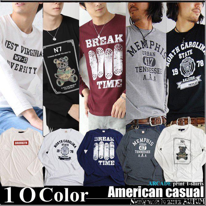 ARCADE tシャツ メンズ 長袖 アメカジ トップス ロンT ロングT ARCADE tシャツ メンズ 長袖 アメカジ トップス ロンT ロングT