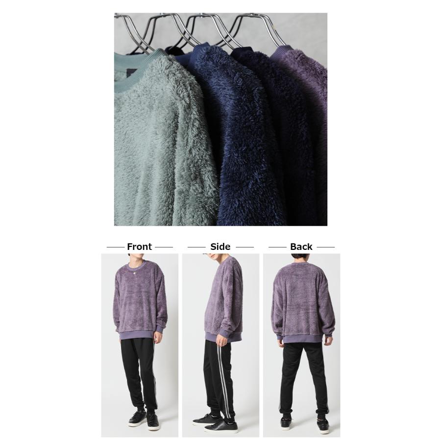 トレーナー メンズ 暖かい ボア ボアトレーナー メンズ 両面シャギーボア ビッグシルエット セーター フリース 無地 2025 秋 冬/爆買 | ARCADE | 10