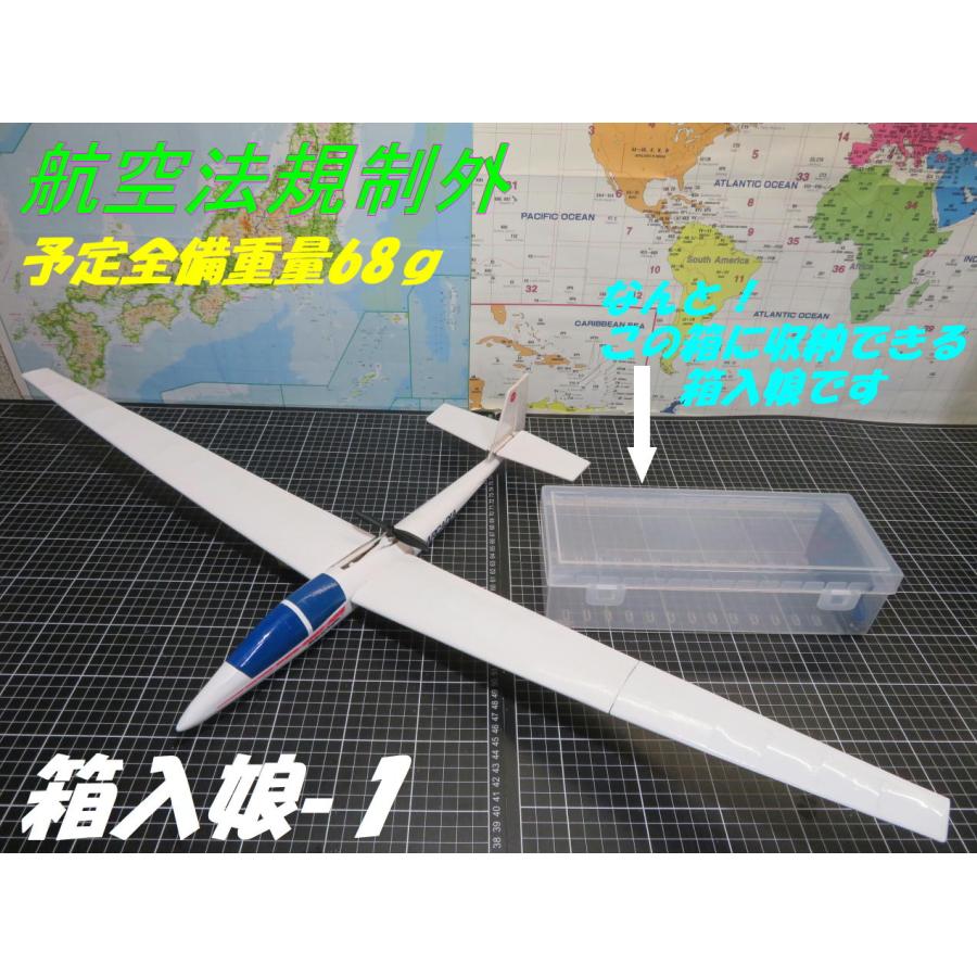 航空法規制外】「箱入娘」モーターグライダー 重量65g 翼長850mm リブ