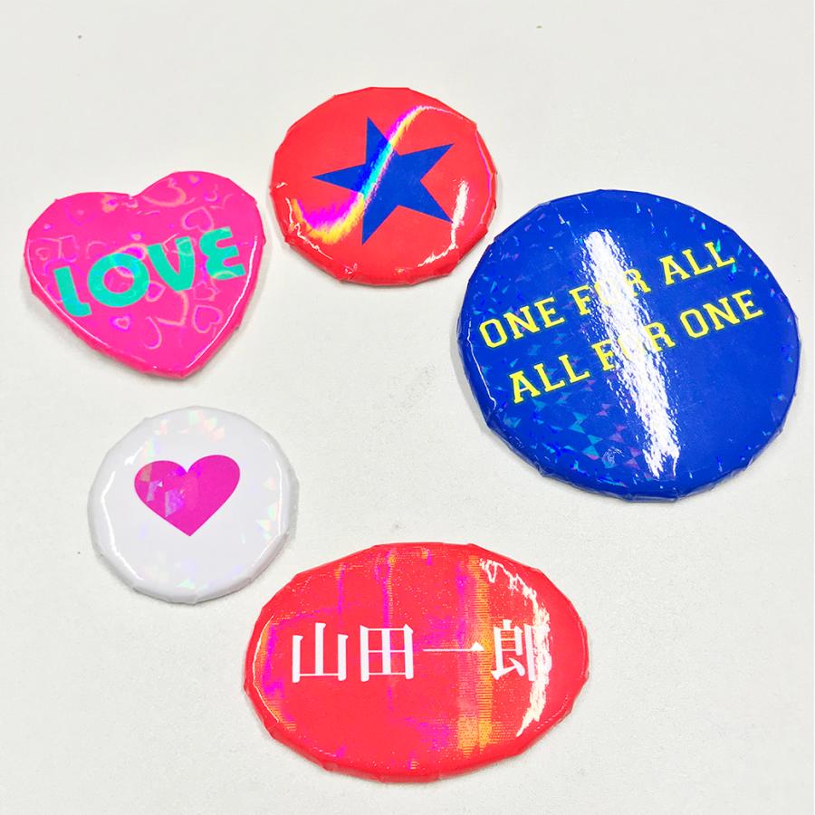 ホログラム缶バッジキット【直径76mm】スクエア柄 2個セット : 缶