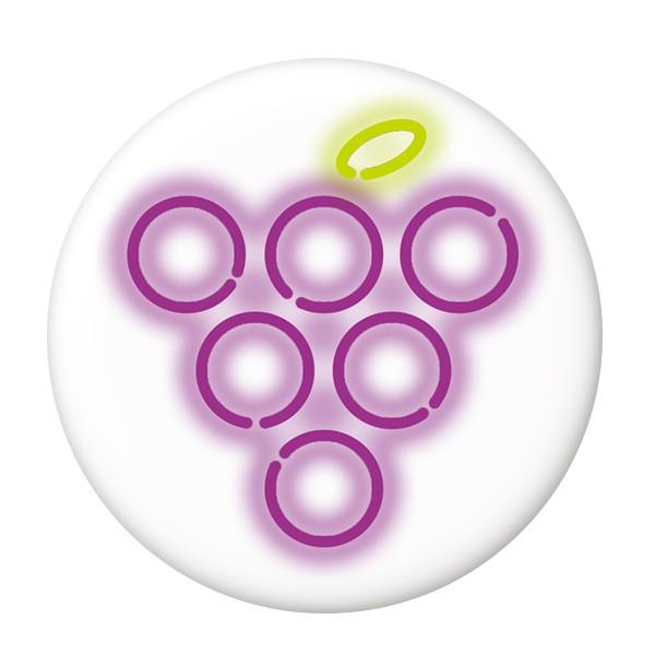 ネオン風缶バッジ 【フルーツ-grape-】 ホワイト クリップ（ピンなし）タイプ｜arcanbadge