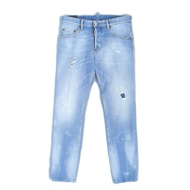 【ファッション】Dsquared2 D2 ディースクエアード Light Blue Holes Skater Jeans デニム