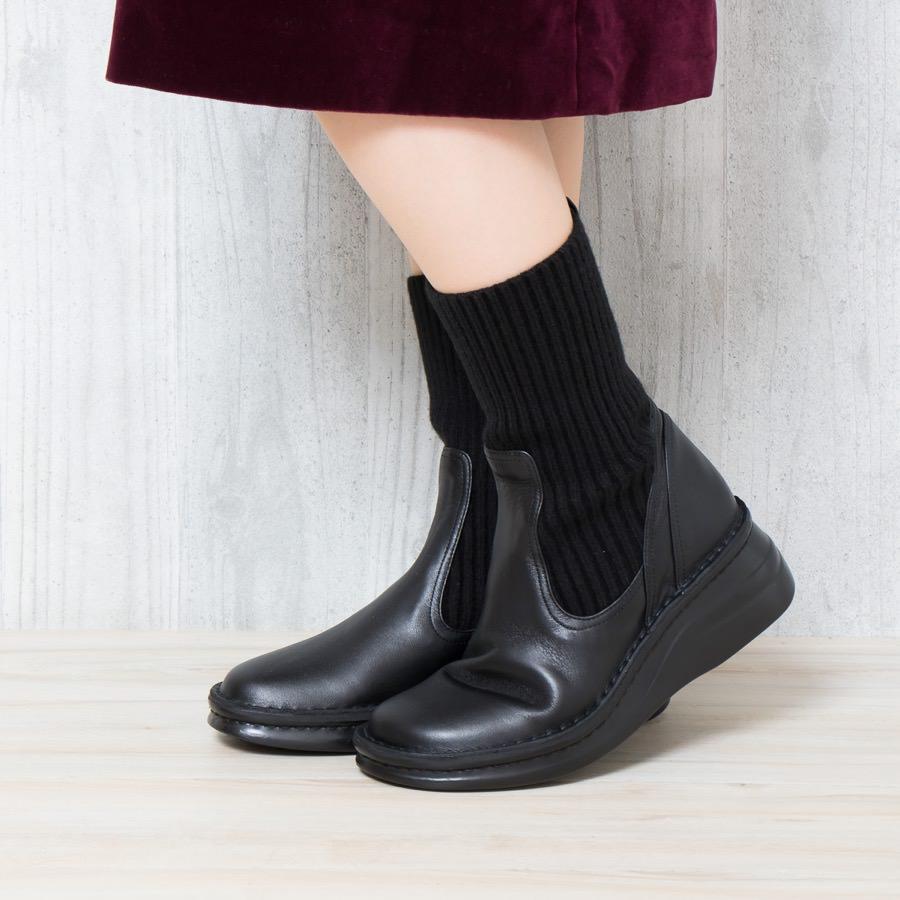 リブニット 防寒 外反母趾 幅広 甲高 婦人靴 レディース シューズ