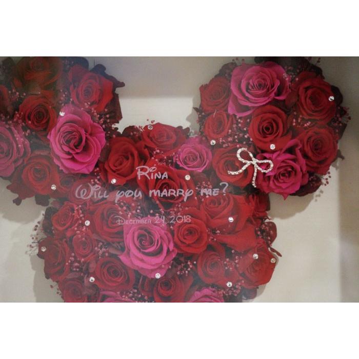 ARCH プリザーブドフラワーミッキーBOX 彫刻込 ディズニープロポーズ