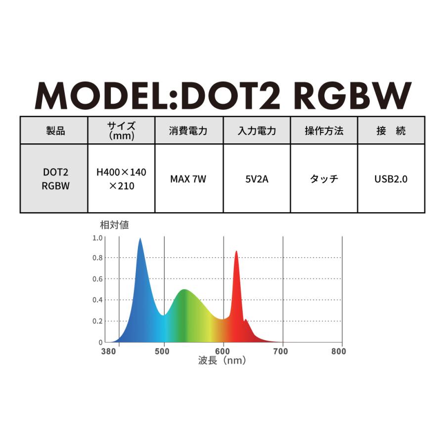 LEDSTAR 水槽ライト モデルDOT2 【RGBW コンパクトライト】ボトルアクア用 調光機能 タッチセンサー 【高さ調節可能】 RGBW RGB球 アクアリウム  コケリウム｜arch-global｜06