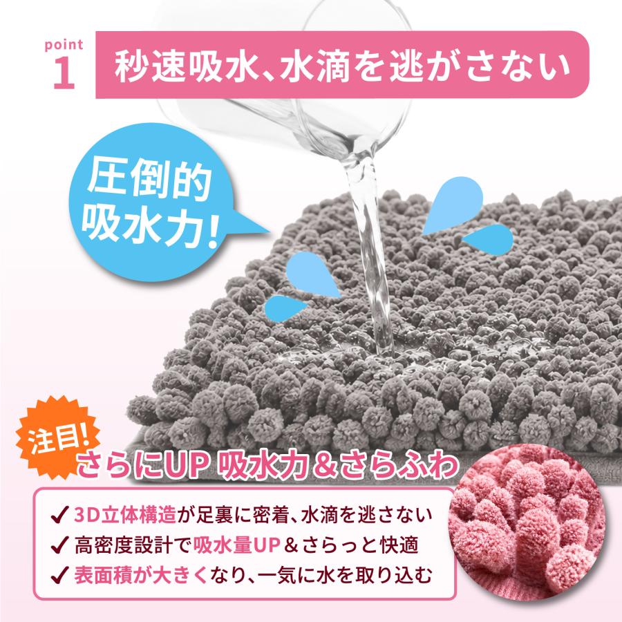 マイクロファイバーバスマット 40×60cm 【秒速吸水】 洗える マット 速
