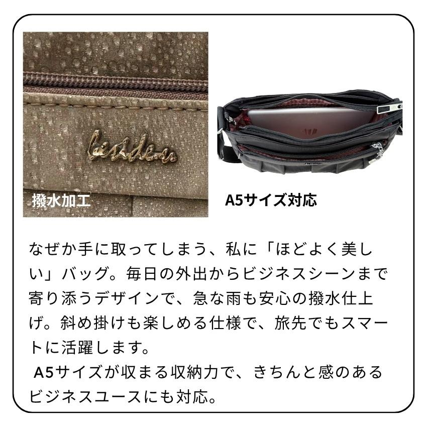 ショルダーバッグ レディース 軽量 斜めがけ 撥水 防犯 スキミング防止 あおりポケット ポケットたくさん ナイロン 大人 ビサイユBCSA-2406_8