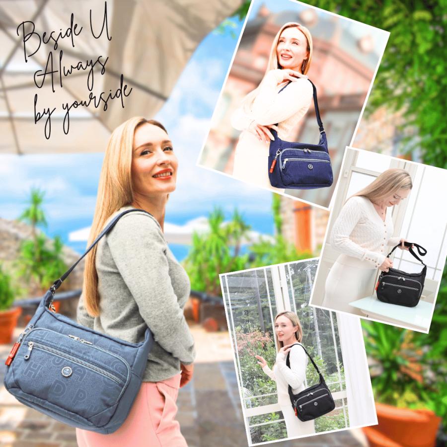 ✴︎美品 ビサイユ beside u ブルー 2way ショルダーバッグ ✴︎ ショルダーバッグ レディース 軽量 ナイロン 撥水 防犯 スキミング防止
