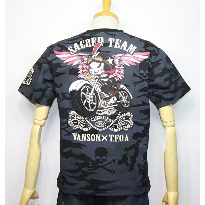 VANSON×クローズWORST (武装戦線 Ｔ・Ｆ・Ｏ・Ａ)KKK デスラビット バイク柄半袖Tシャツ CRV-912【ブラックカモ】(1992)新作/送料無料｜arches