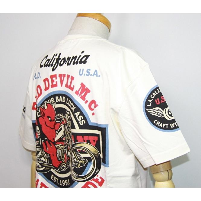 エフ商会・TEDMAN'S ・テッドマン  バイク柄(RED DEVIL M.C)半袖Tシャツ TDSS-492【ホワイト】(2059）新品｜arches｜04