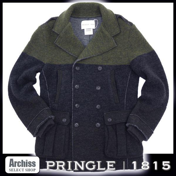 送料無料キャンペーン プリングルpringle1815グリーンダブルフェイスウールピーコート プリングル Pringle 1815 ダークグリーンとグレーカーキダブルフェイスウールピーコート 訳あり 表記なし L相当 S コート アウター Headshotsbar Com
