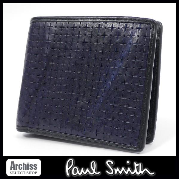 売れ筋アイテムラン ポールスミスレザークロスとドットパンチングにシワ加工2折財布 ポールスミス S 554 847 J385 190 訳あり ドットパンチング レザークロス ネイビー Collection メンズ 二つ折財布 二つ折り 2折財布 財布 Smith Paul 財布