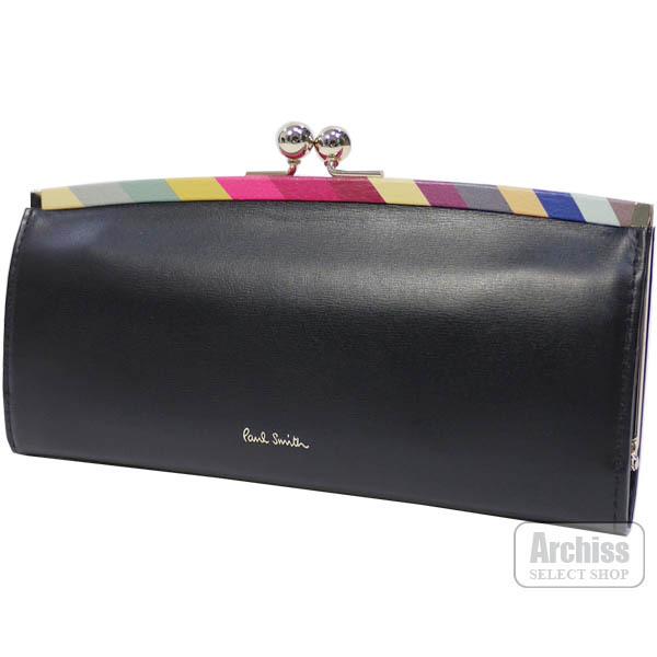 国内配送 ポールスミス Paul Smith 長財布 口金 がま口 ブラック 黒 スワール マルチストライプ トリム アクセント レディース 婦人 訳あり Pwd685 10 S 公式 Toscelikspecialsteel Com