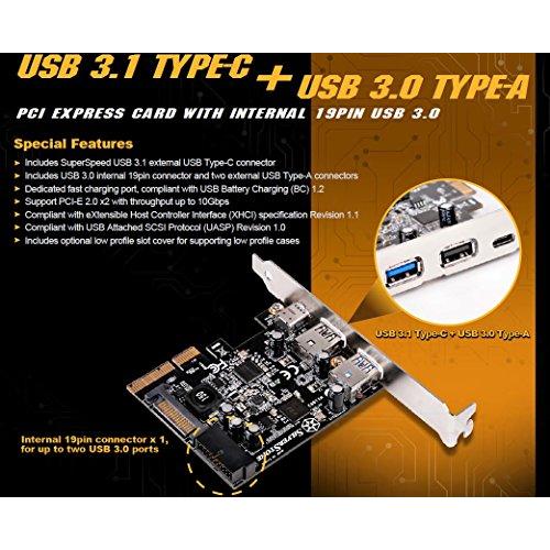 春夏新作モデル SilverStone 外部USB3.1 Type-C*1、USB3.0 Type-A*2、内部USB3.0*2 コンボ拡張カード SST-ECU05