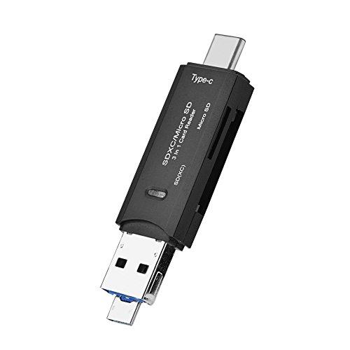 Acouto [カードリーダー] 3 in 1 USB 3.1タイプC + USB +マイクロUSBポートOTGメモリカードリーダー TF/Micr