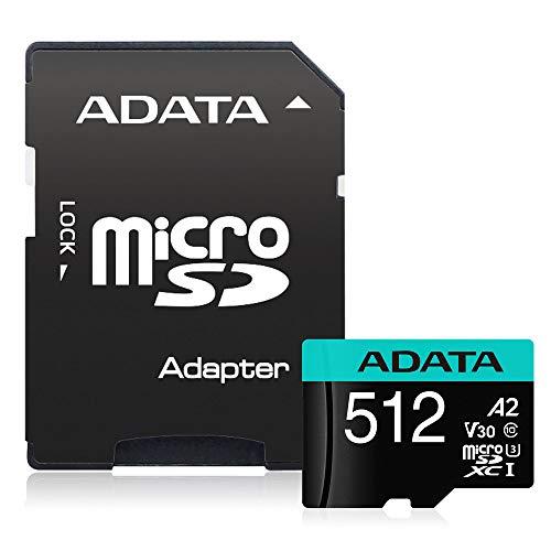 海外直送 AData 512GB Premier Pro microSDXC CL10 UHS-I U3 V30 A2 SDカード付きメモリーカードモデルAUS