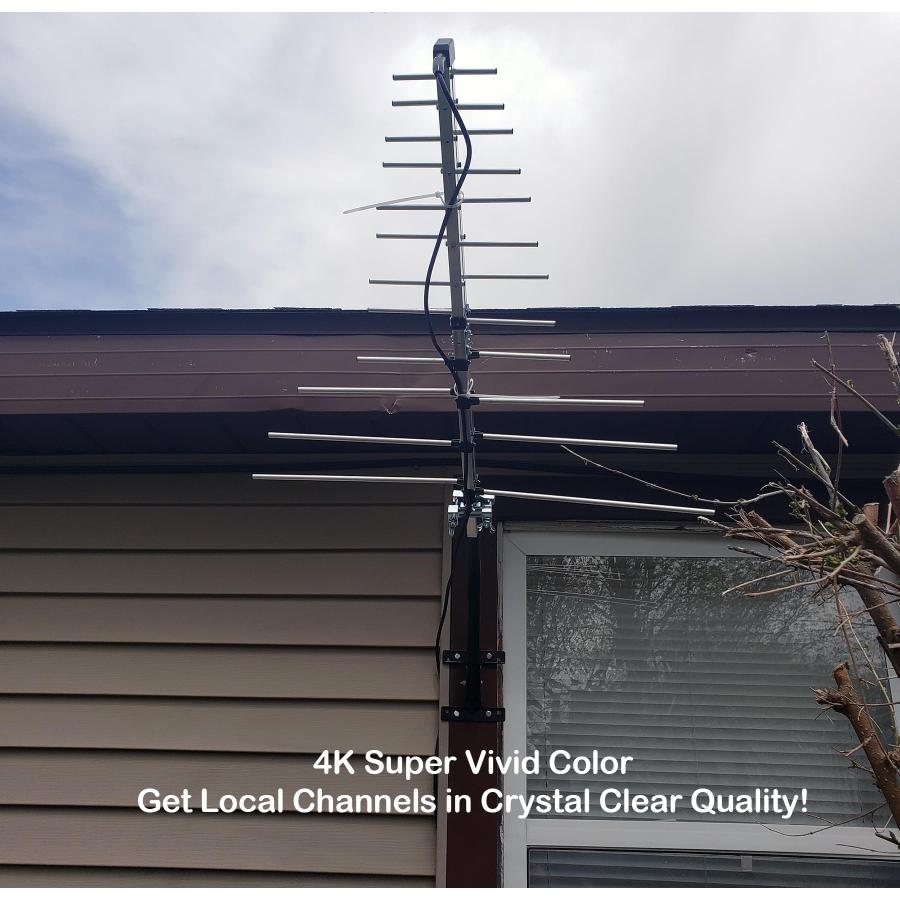 CeKay Outdoor Yagi HDアンテナ - 長距離デジタルTVアンテナ 40フィート RG6同軸ケーブル\u0026Jマウント付き 屋根裏、屋根、Rの画像