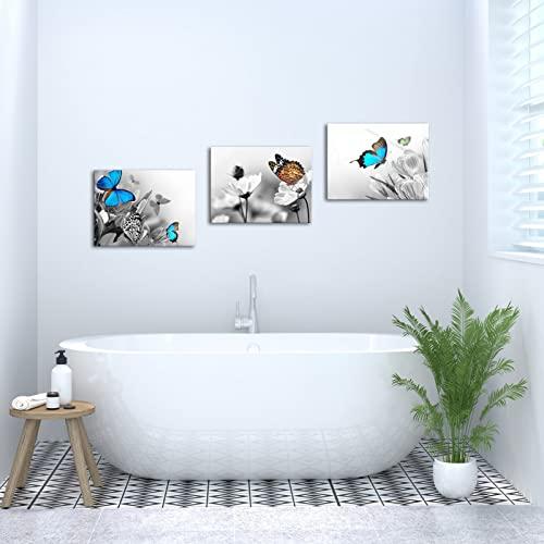 特価のお買い HOMEOART バタフライウォールアート フローラル風景 白黒 写真プリント すぐに掛けられる ホームデコ キッチン リビング バスルームデコレーシ