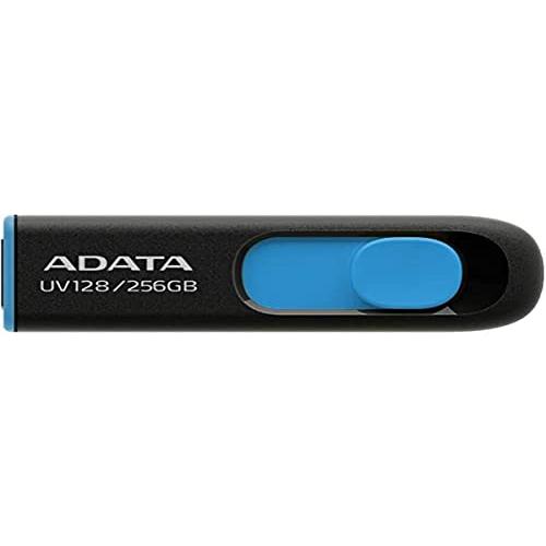 ADATA USB3.0メモリーペン UV128 格納式 キャップレス ブラック&ブルー 256GB