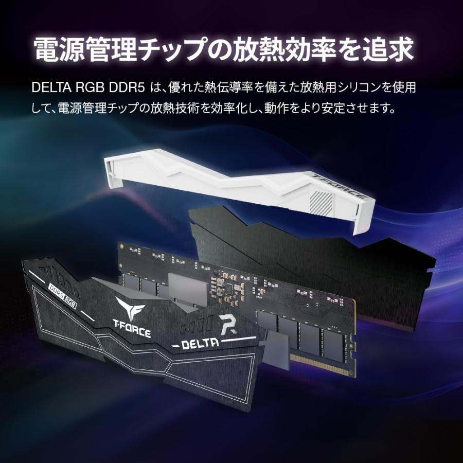 Team RGB(発光型) DDR5 6000Mhz Team RGB(発光型) DDR5 6000MHz (PC5-48000) 32GB (16GBx2枚) DELTA