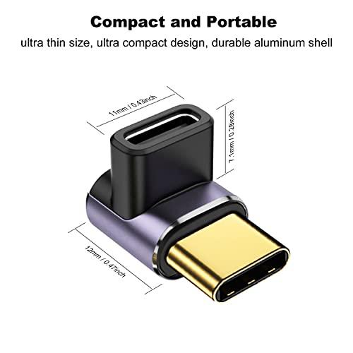 ギフト AreMe 90度 USB-C オス - USB-Cメスアダプター 2個パック Type-C 上下 直角 40Gbps PD 100W 高速充電エクス