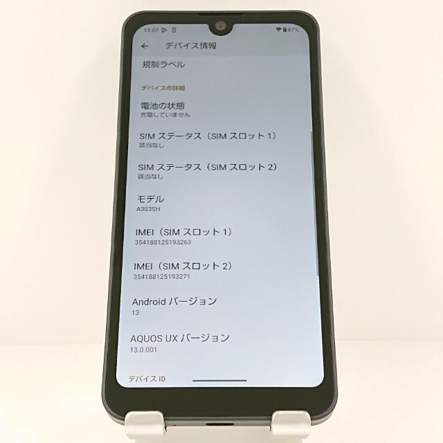 AQUOS wish3 A303SH SoftBank ブラック 送料無料 即決 本体 c11978