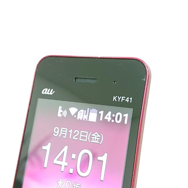 かんたんケータイ KYF41 au ワインレッド 送料無料 即決 本体 c14481