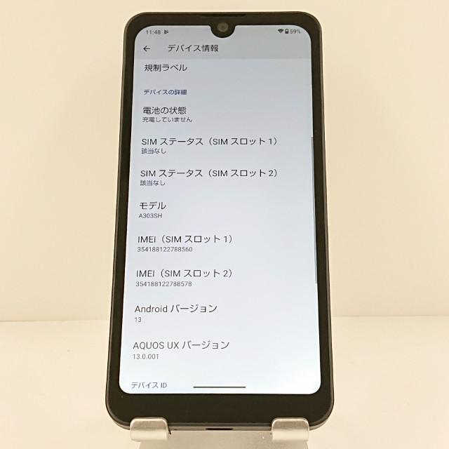 AQUOS wish3 A303SH SoftBank ブラック 送料無料 即決 本体 c19922の画像