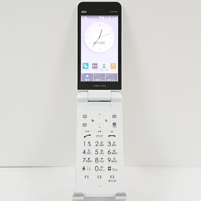 美品】au かんたんケータイ ライト KYF42 ホワイト ガラホ 京セラ