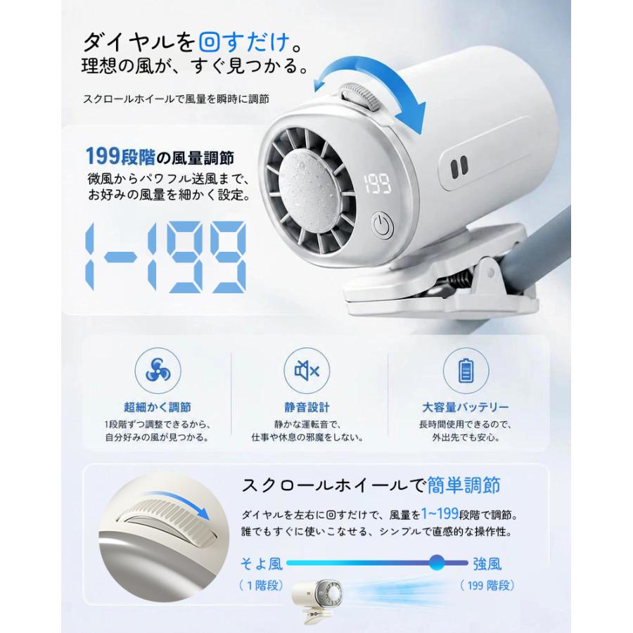 極冷！199段階クリップ扇風機「超冷却力 6way」 扇風機 クリップ