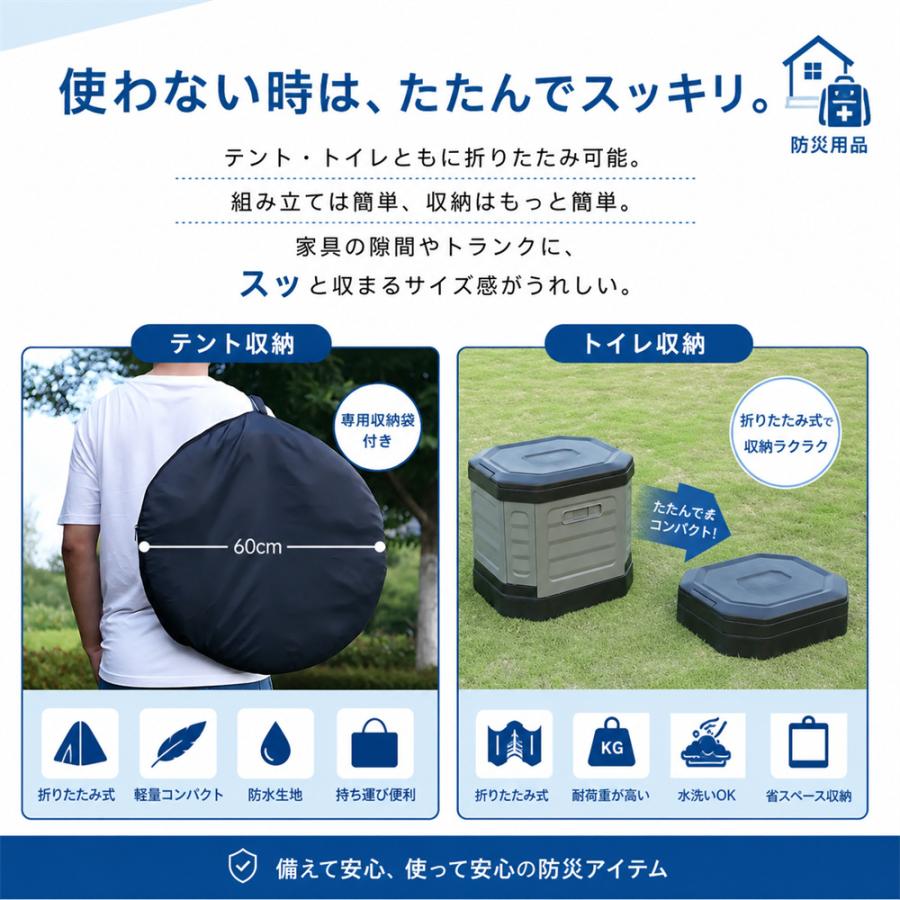 防災士監修】 防災トイレテントセット 簡易トイレ防災 簡易トイレ
