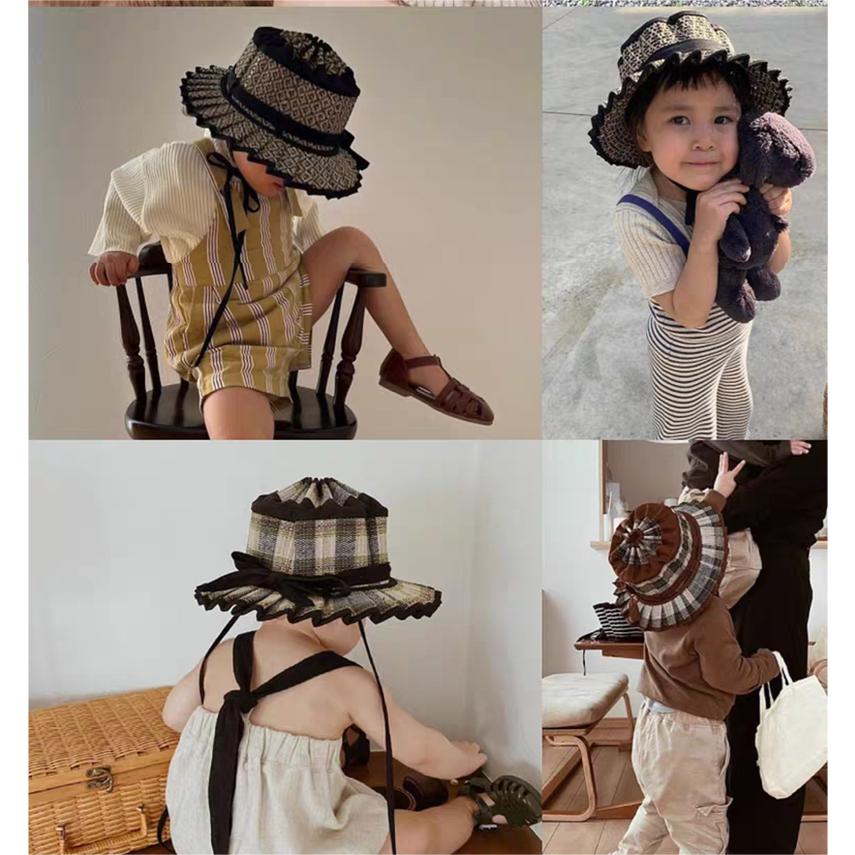 NEW！フラワーシェイプ／子ども 麦わら帽子 キッズ 男の子 52~54cm