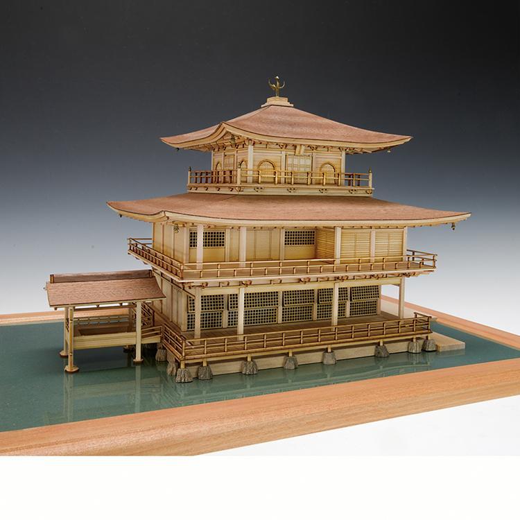 ウッディジョー木製建築模型1/75 鹿苑寺 金閣 （白木作り）改良版