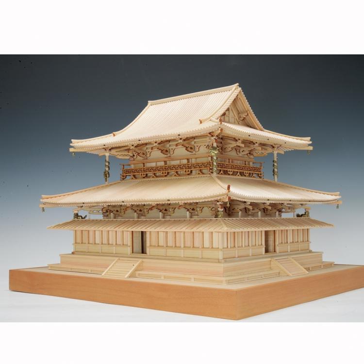 3F 訳あり 法隆寺 金堂 改良版 建築模型 木製 組み立て完成品 レトロ ウッディジョー 1/75 法隆寺 金堂 改良版 木製建築模型 : アーク
