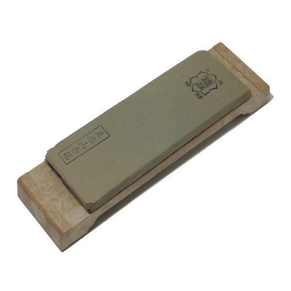 亀印 天然合砥石 (正本山合砥) 100型 プラ台付 箱入 「仕上砥石