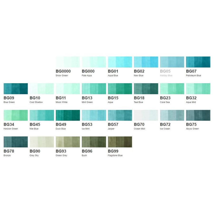 コピックスケッチ BG (Blue Green) 系全27色セット : アークオアシス