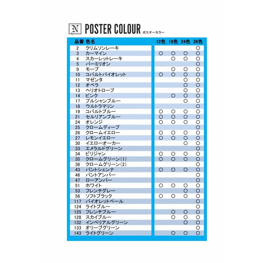 ニッカーポスターカラー 40ml ＰＣ中瓶18色セット PC40ML18Nの画像