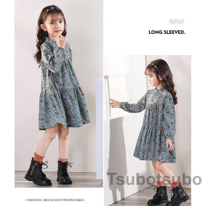 ワンピース キッズ 長袖ワンピース 子供服 女の子 秋 冬 花柄ワンピース フリル 子供ドレス ジュニア フレア おしゃれ 可愛い カジュアル 新品 90 100 110 120｜arcoiris-store｜09