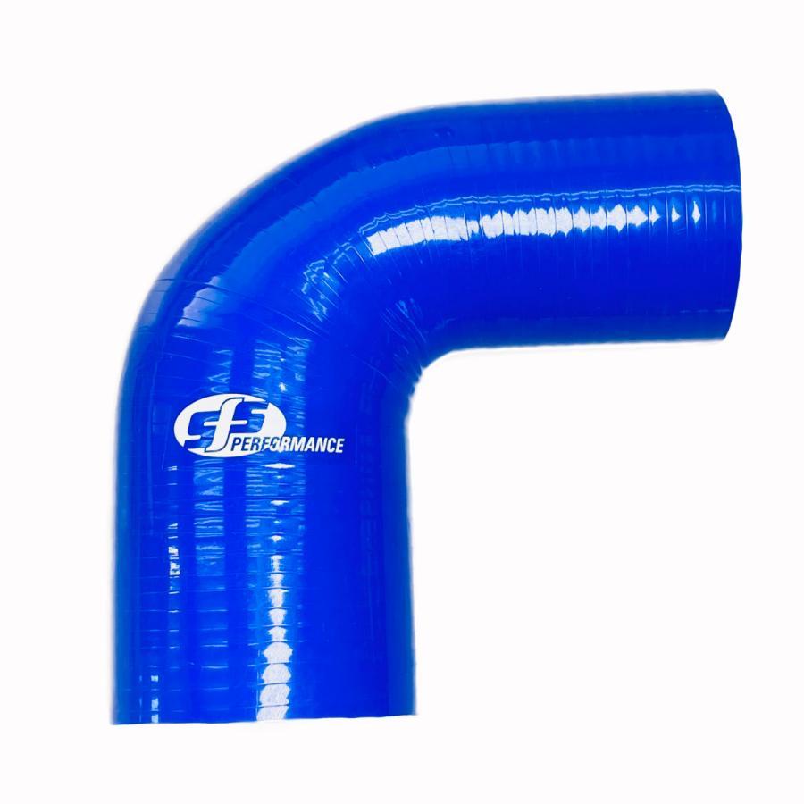 SFSシリコンホース 異径エルボウ内径57mm-51mm 90° ブルー 3プライ 肉