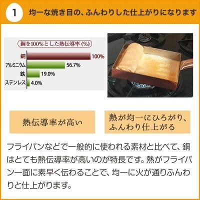 中村銅器製作所 銅製 玉子焼鍋 13長 13cm×18cm | 卵焼き器 たまご焼き