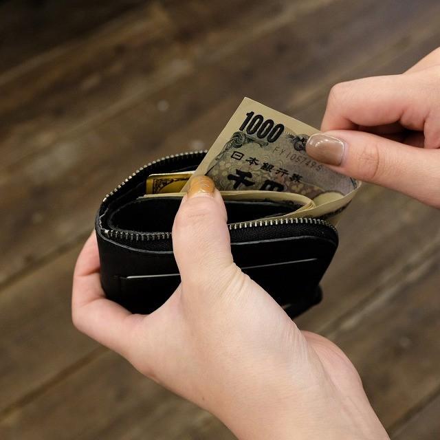 LITSTA リティスタ　Compact Wallet Half コンパクトウォレット ハーフBlack | 極小財布 小さい財布 小銭入れ 束入れ 札入れ 長財布 薄い 極薄 イタリアンレザー｜arcraft｜02
