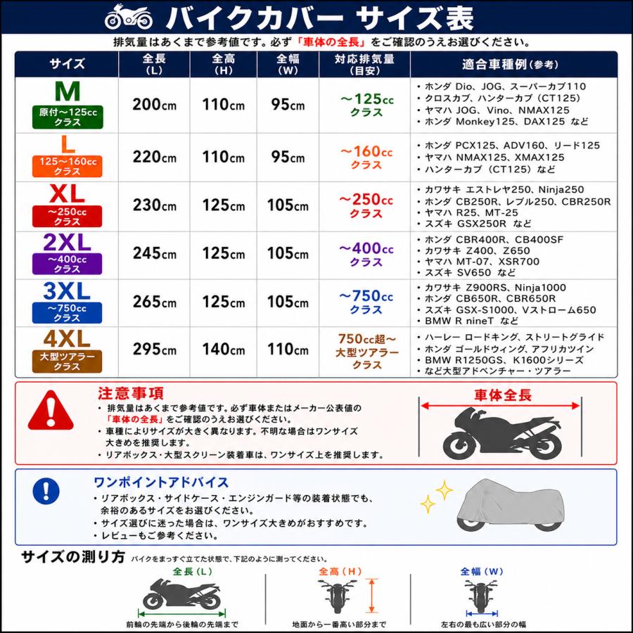 整備士推奨】バイクカバー 厚手 420D 防水 耐熱 溶けない 原付 大型