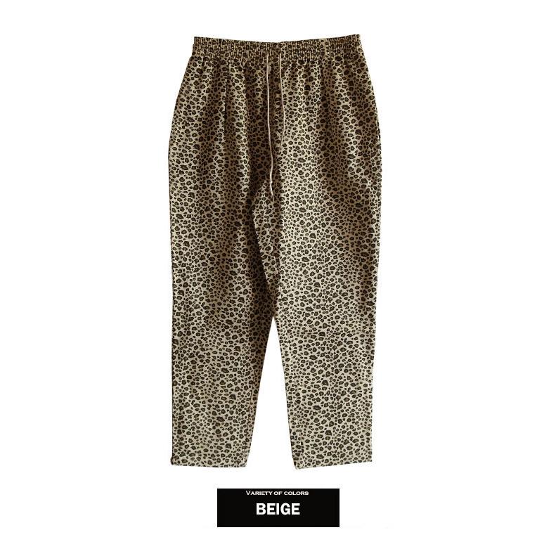 シェフパンツ メンズ ヒョウ柄 タック ワイド イージーパンツ ブラック