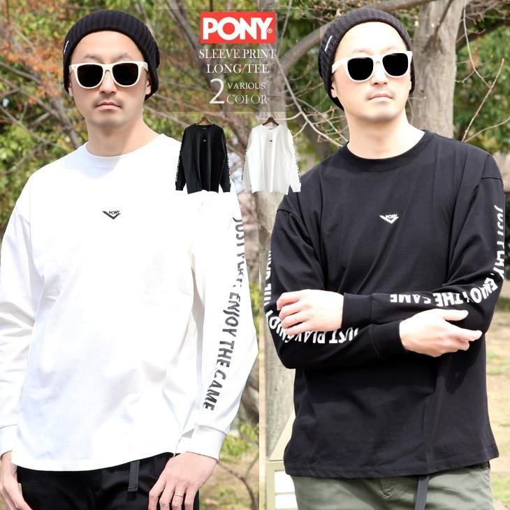 PONY（ポニー） 長袖 tシャツ メンズ ブランド ロゴ刺繍 袖プリント
