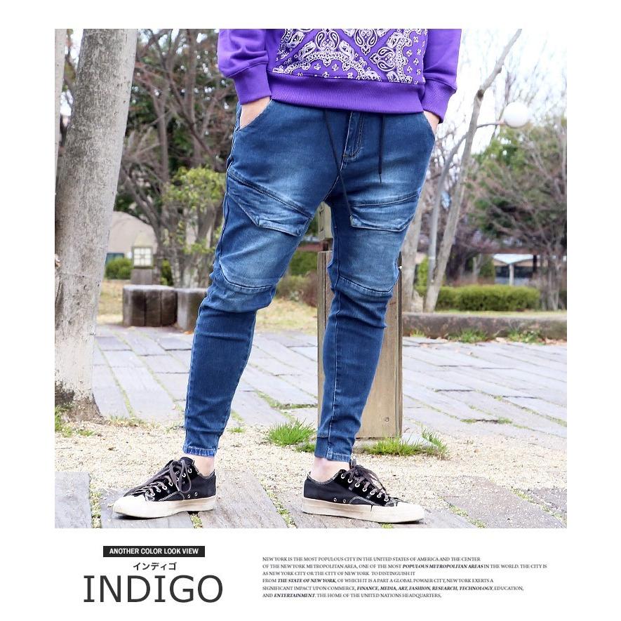 【中古】ボーダーズアットバルコニー デニムテーパードパンツ ジーンズ スキニー ストレッチ 切替 34 インディゴ デニム テーパードパンツ メンズ ストレッチ カーゴ スキニー ジーンズ